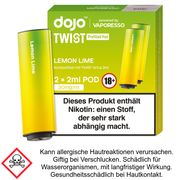 Vaporesso - Dojo - Twist Pod Lemon Lime 20 mg/ml (2 Stück pro Packung)