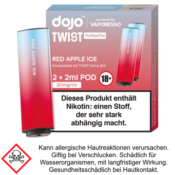 Vaporesso - Dojo - Twist Pod Red Apple Ice 20 mg/ml (2 Stück pro Packung)