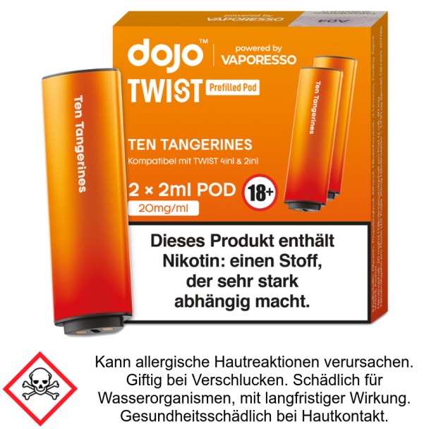 Vaporesso - Dojo - Twist Pod Ten Tangerines 20 mg/ml (2 Stück pro Packung)