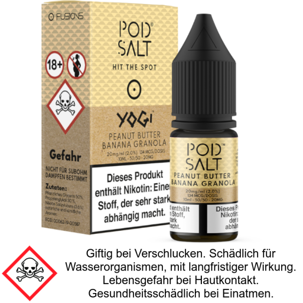 Pod Salt Fusion - Peanut Butter Banana Granola - Nikotinsalz Liquid 20 mg/ml