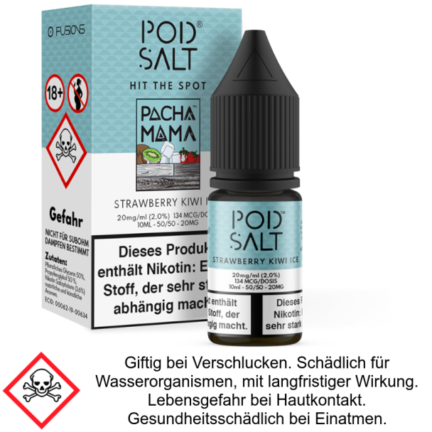 Pod Salt Fusion - Strawberry Kiwi Ice - Nikotinsalz Liquid 20 mg/ml