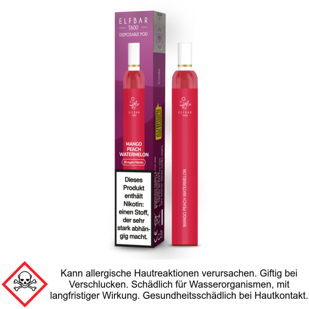Mango Peach Watermelon Elf Bar Filter T600 Einweg E-Zigarette