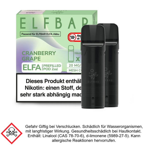 Elfa Liquid Pod Cranberry Grape 20 mg (2 Stück) - Elf Bar