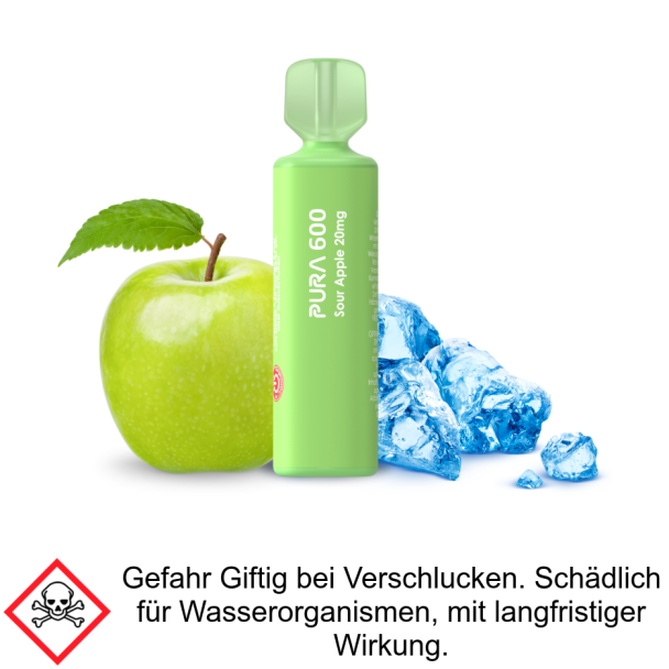 Pura 600 Sour Apple 20 mg/ml - Einweg E-Zigarette