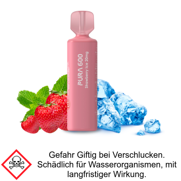 Pura 600 Strawberry Ice 20 mg/ml - Einweg E-Zigarette