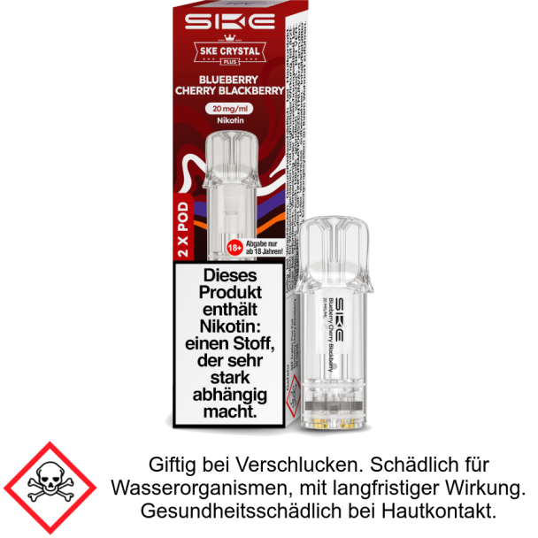Crystal Liquid Pod Blueberry Cherry Blackberry 20 mg (2Stück pro Packung) - SKE