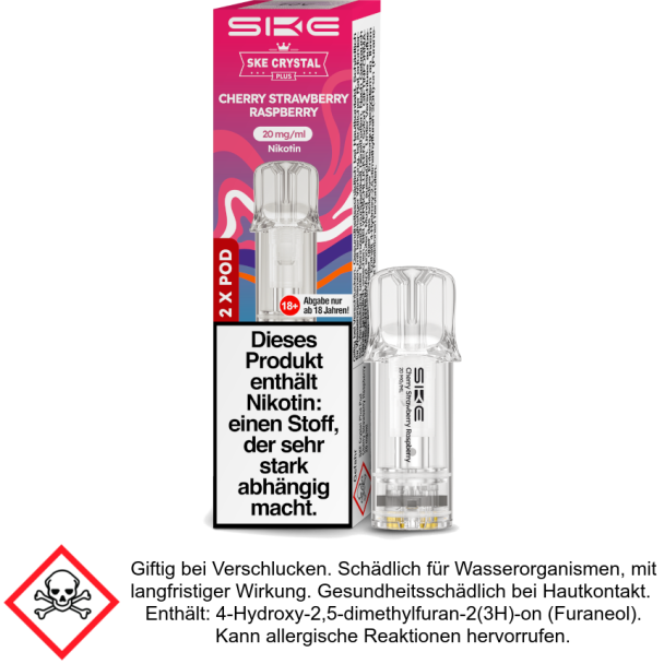 Crystal Liquid Pod Cherry Strawberry Raspberry 20 mg (2Stück pro Packung) - SKE