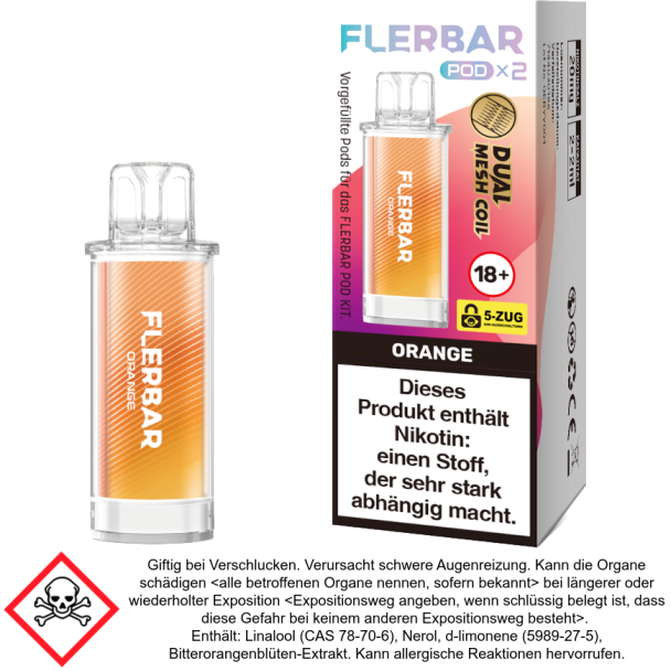 Flerbar Pod Orange 20 mg/ml (2 Stück pro Packung)