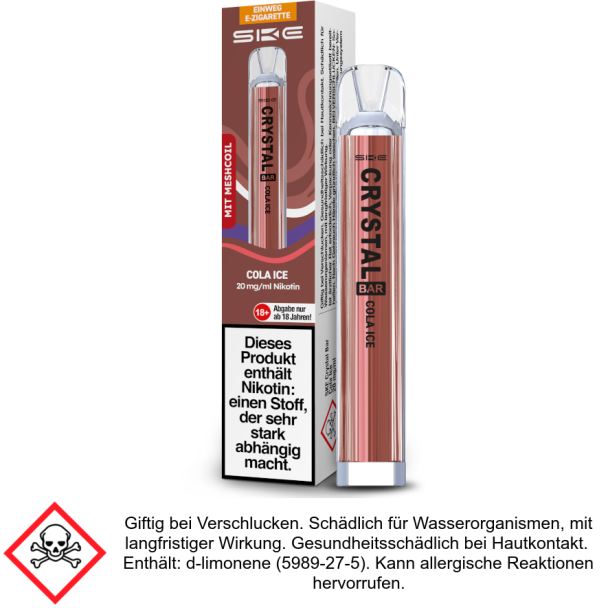 SKE - Crystal Bar Einweg E-Zigarette - Cola Ice 20 mg/ml