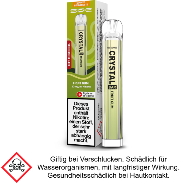 SKE - Crystal Bar Einweg E-Zigarette - Fruit Gum 20 mg/ml