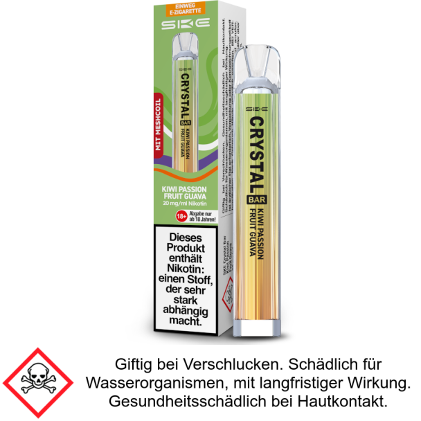 SKE - Crystal Bar Einweg E-Zigarette - Kiwi Passion Fruit Guava 20 mg/ml