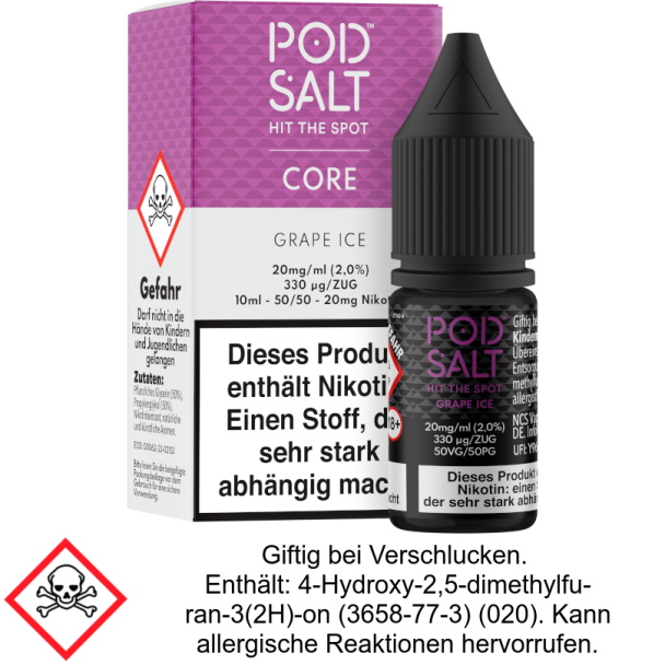 Pod Salt Core - Grape Ice - Nikotinsalz Liquid 20 mg/ml