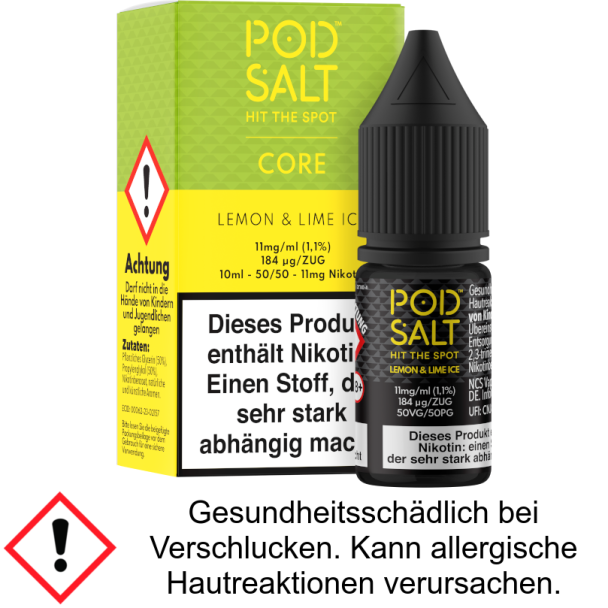 Pod Salt Core - Lemon & Lime Ice - Nikotinsalz Liquid 11 mg/ml