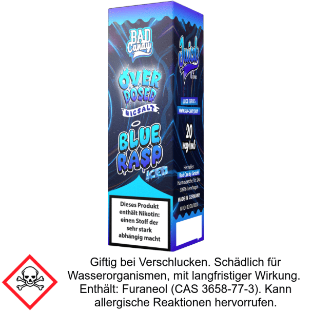 Bad Candy Liquids - Juicd - Overdosed Blue Rasp - Nikotinsalz Liquid 20 mg/ml