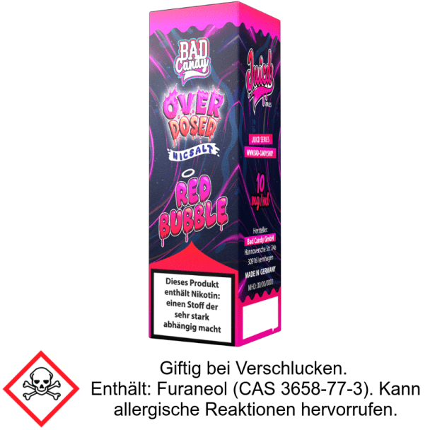 Bad Candy Liquids - Juicd - Overdosed Red Bubble - Nikotinsalz Liquid 10 mg/ml