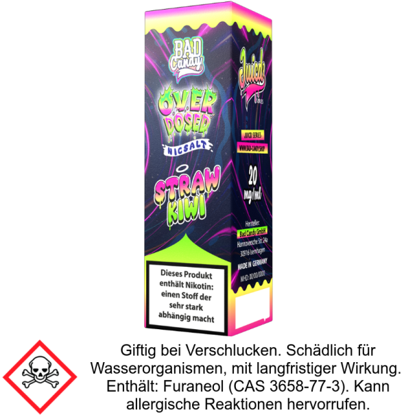 Bad Candy Liquids - Juicd - Overdosed Straw Kiwi - Nikotinsalz Liquid 20 mg/ml