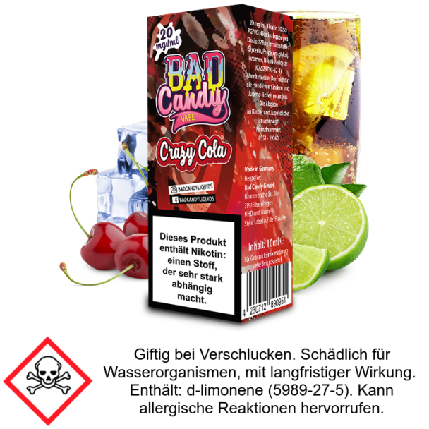 Crazy Cola Bad Candy Liquids 20 mg/ml Nikotinsalz Liquid