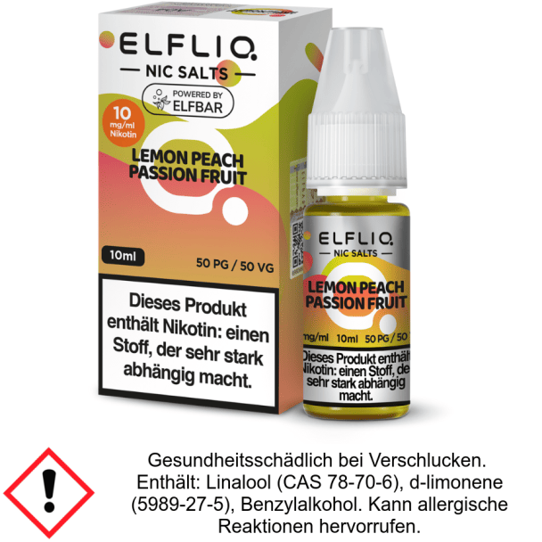 ELFLIQ - Lemon Peach Passion Fruit - Nikotinsalz Liquid 10 mg/ml
