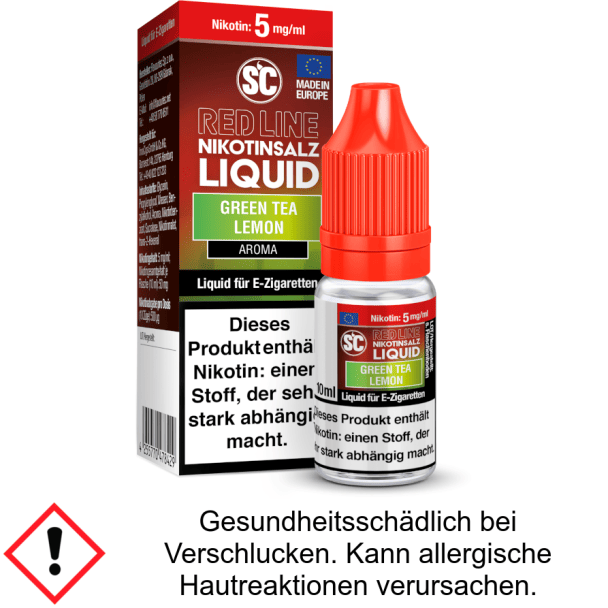 Liquid Green Tea Lemon 5 mg/ml SC Red Line Nikotinsalz