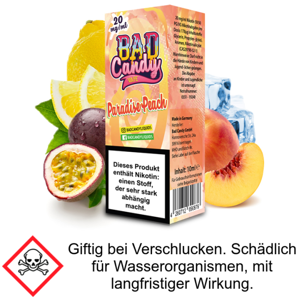 Liquid Paradise Peach 20 mg/ml Nikotinsalz Bad Candy