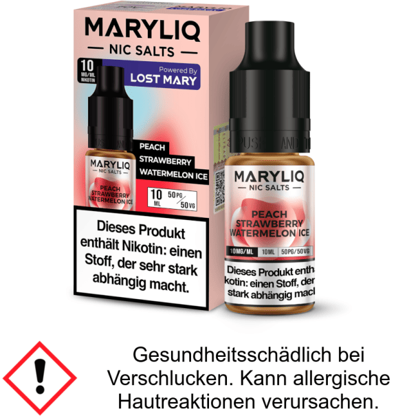Liquid Peach Strawberry Watermelon Ice 10 mg/ml Nikotinsalz - MARYLIQ