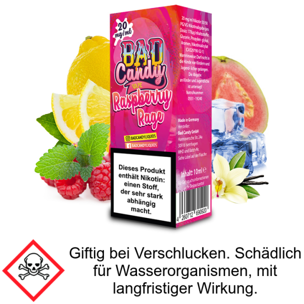 Liquid Raspberry Rage 20 mg/ml Nikotinsalz Bad Candy