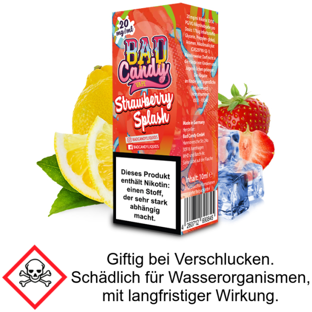Liquid Strawberry Splash 20 mg/ml Nikotinsalz Bad Candy