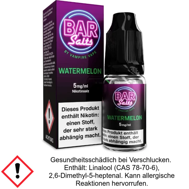 Liquid Watermelon Bar Salts 5 mg/ml Nikotinsalz - Vampire Vape