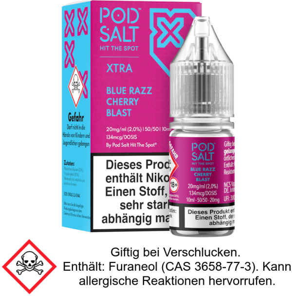 Pod Salt X - Blue Razz Cherry Blast - Nikotinsalz Liquid 20 mg/ml