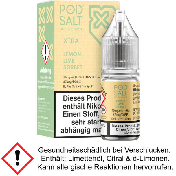 Pod Salt X - Lemon Lime Sorbet - Nikotinsalz Liquid 10 mg/ml