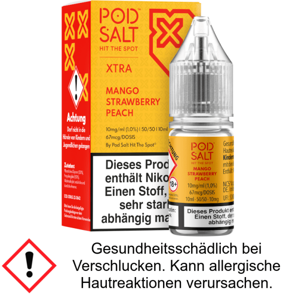 Pod Salt X - Mango Strawberry Peach - Nikotinsalz Liquid 10 mg/ml