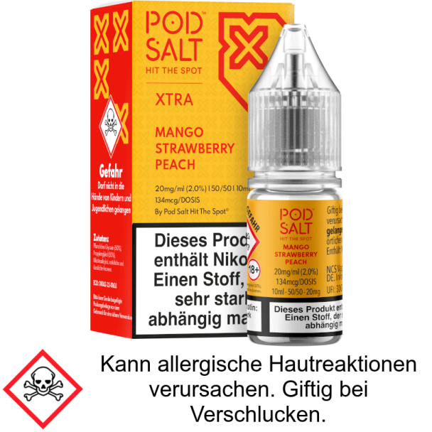 Pod Salt X - Mango Strawberry Peach - Nikotinsalz Liquid 20 mg/ml