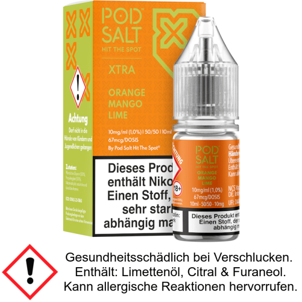 Pod Salt X - Orange Mango Lime - Nikotinsalz Liquid 10 mg/ml
