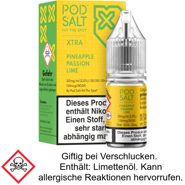 Pod Salt X - Pineapple Passion Lime - Nikotinsalz Liquid 20 mg/ml