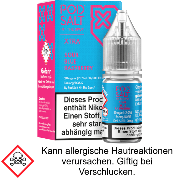Pod Salt X - Sour Blue Raspberry - Nikotinsalz Liquid 20 mg/ml