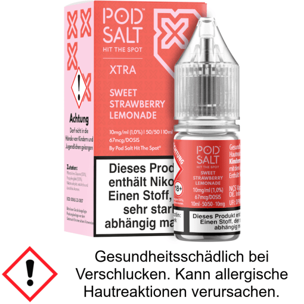 Pod Salt X - Sweet Strawberry Lemonade - Nikotinsalz Liquid 10 mg/ml