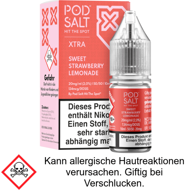 Pod Salt X - Sweet Strawberry Lemonade - Nikotinsalz Liquid 20 mg/ml