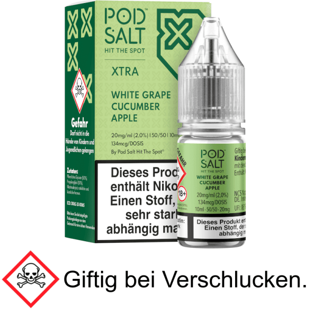 Pod Salt X - White Grape Cucumber Apple - Nikotinsalz Liquid 20 mg/ml