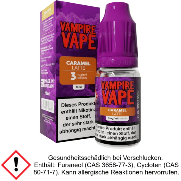 Vampire Vape - Dessert Collection - Caramel Latte E-Zigaretten Liquid 3 mg/ml
