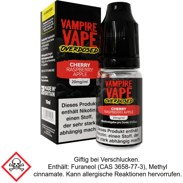 Vampire Vape - Overdosed - Cherry Raspberry Apple - Nikotinsalz Liquid 20 mg/ml
